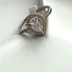 Pear Shaped Halo Engagement Ring Sz7